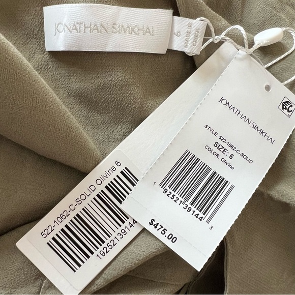New! Jonathan Simkhai Leilani dress olivine green nwt 17491 - Picture 11 of 12